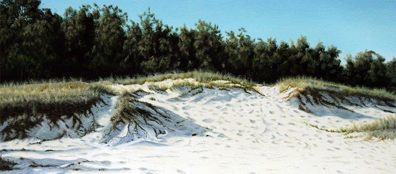 Dune Track, acrylic on Arches paper, by James Ainslie