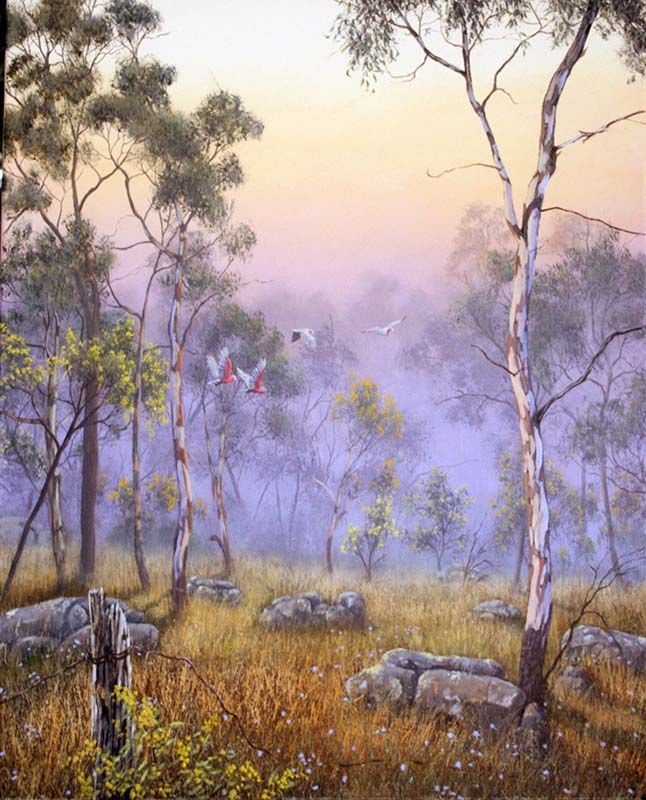Wattle Dawn 2, acrylic on canvas, by James Ainslie