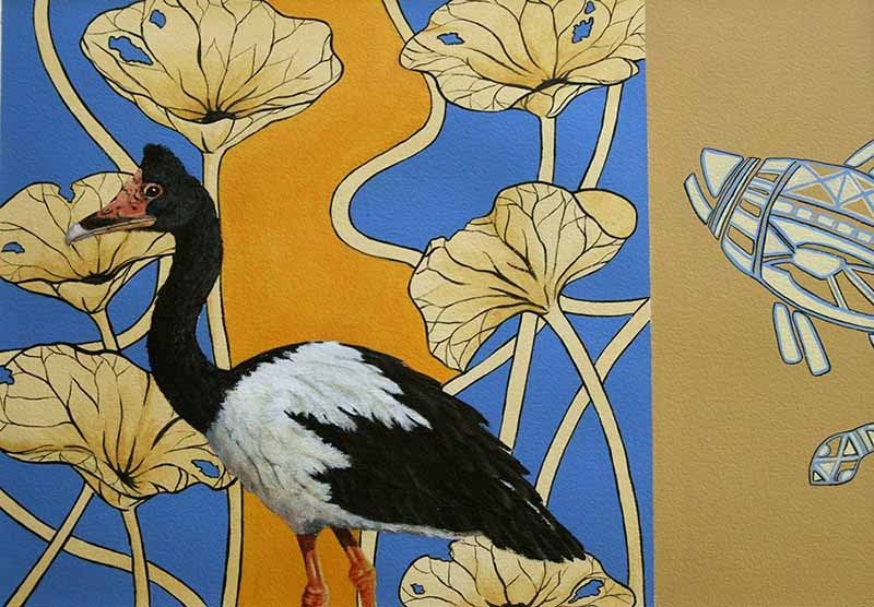 Portrait Of A Billabong, acrylic on Arches paper, by James Ainslie
