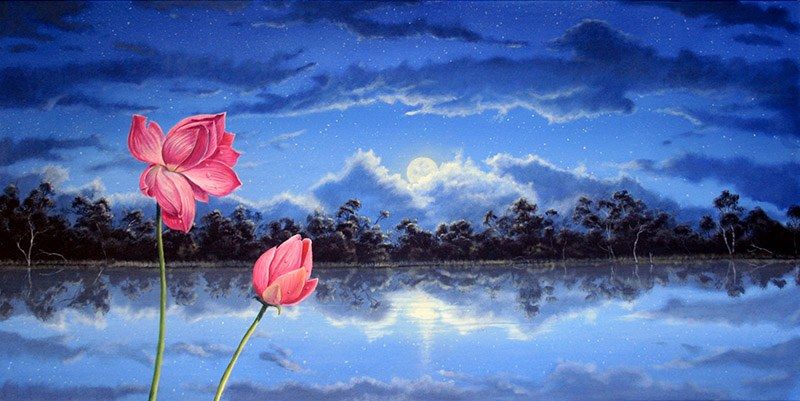 Billabong Nocturn, acrylic on canvas, by James Ainslie