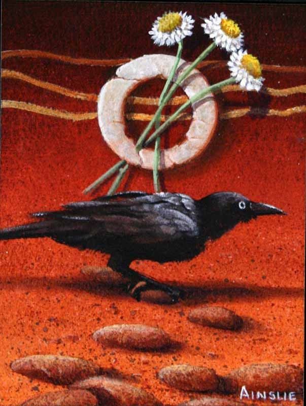 Desert Omens, acrylic on Arches paper, by James Ainslie