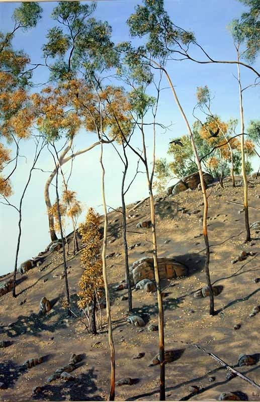 A fire went through here last week, acrylic on canvas, by James Ainslie