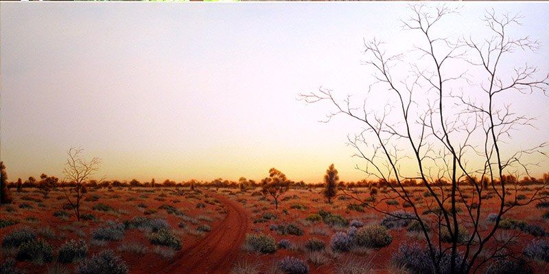 Towards the creek line 2, acrylic on canvas, by James Ainslie