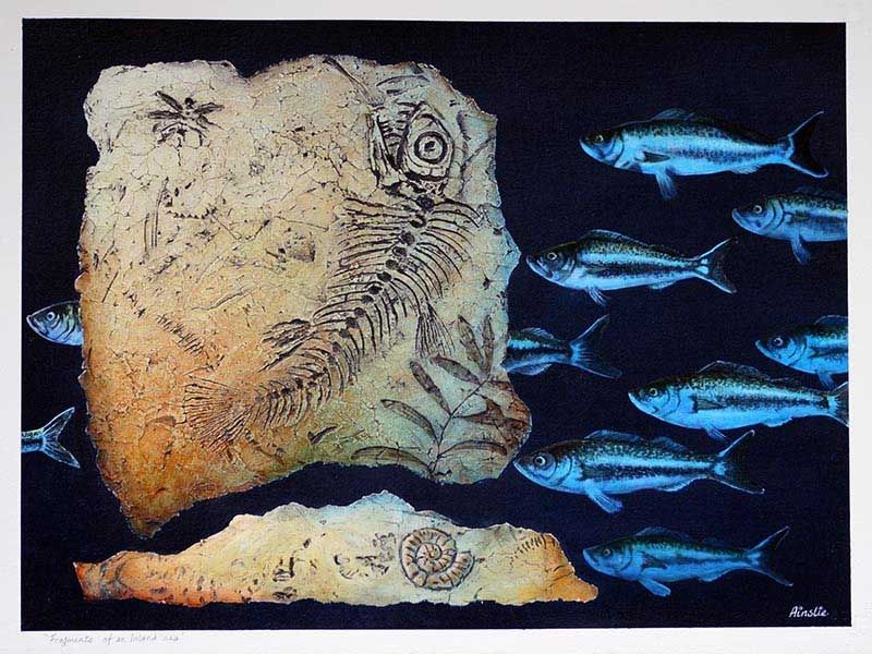 Fragments Of An Inland Sea 3, acrylic on Arches paper, by James Ainslie